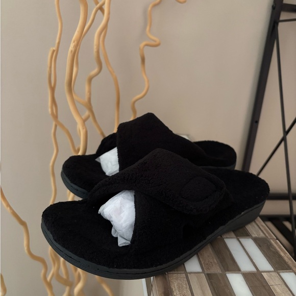 Vionic Black Terry Relax Indulge Slides NEW in Box Size 7 - Picture 4 of 10